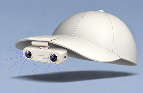 Helmet-mounted capture device — CAD structural design with FOV rays
