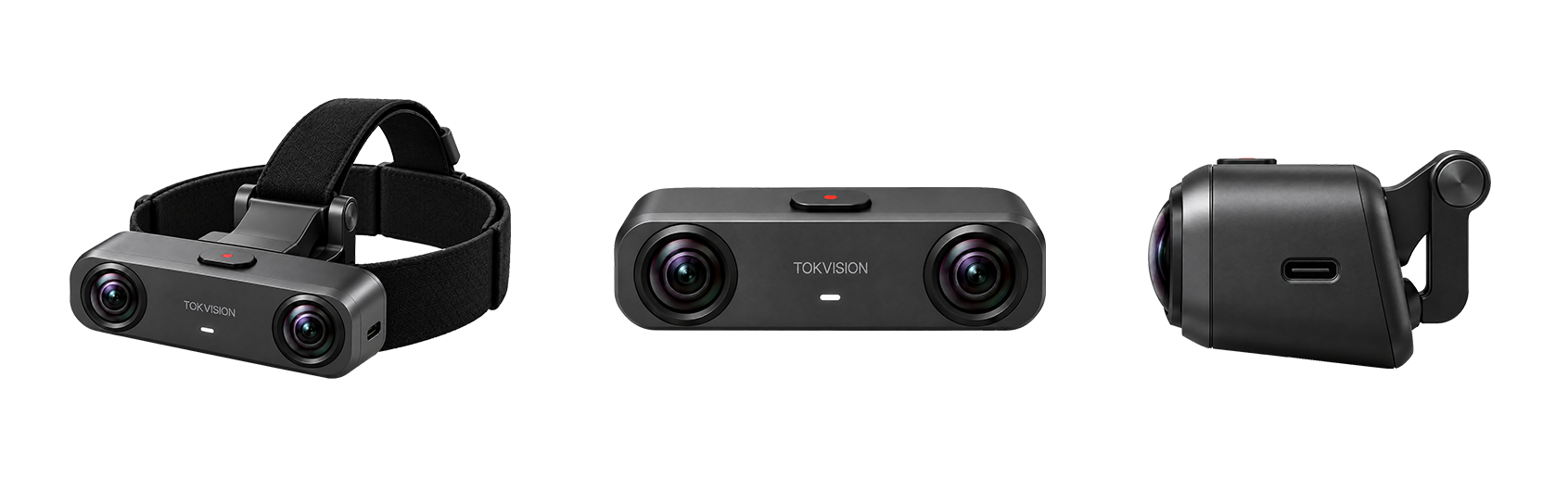 Tok Vision ego capture device — front, side, and rear views